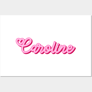 Caroline name pink heart Posters and Art